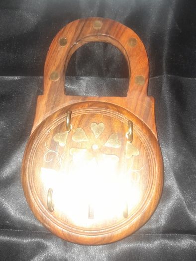 Brass and Wood Lock Key Holder