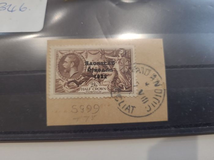 1935 Saorstat half crown Irish stamp 3 - line overprint re-engraved