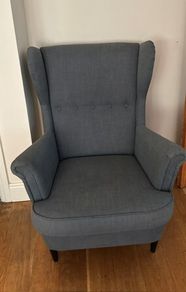 Grey Fabric Wingback Armchair
