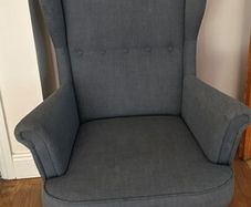 Grey Fabric Wingback Armchair