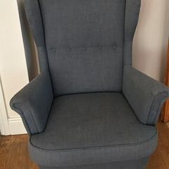 Grey Fabric Wingback Armchair