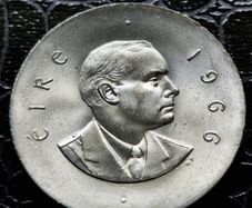 Silver Padraig Pearse 10 Shilling 1966 UNC coin