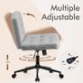 Mid-Back Cross-legged Desk Chair, Vanity Chair Dressing Table With Armless Seat for Home Office, Living Room, Bedroom(Grey) Image 3