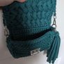 Handmade Crochet Crossbody Bag ,Bottle Green ,Emerald Image 5