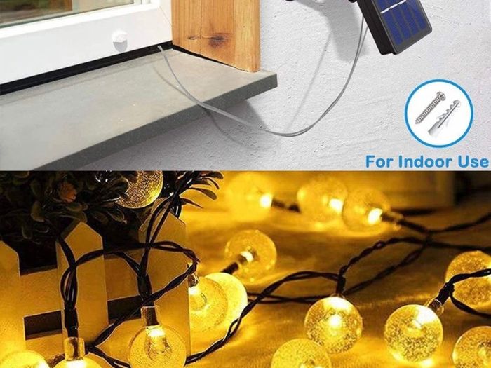 Solar Garden Lights Outdoor Waterproof, 50LED 7M/23Ft Solar Fairy Lights, Crystal Ball Lights with 8 Modes, Decorative Lighting for Home, Yard, Patio, Party, Wedding, Christmas