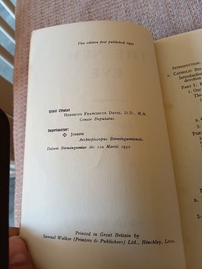 1952 1st Ed. The New Eve. John Henry Newman. Religious. Vintage.