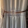 White crochet and pleated beach cover-up dress with a brown belt. Size 10 Image 7