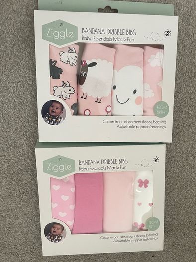 Ziggle Bandana Baby Dribble Bibs 2 x 4 pack