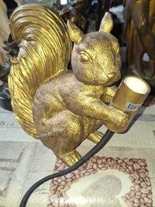 Gold Resin Squirrel Table Lamp, Postage Available or Collection