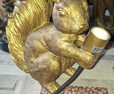 Gold Resin Squirrel Table Lamp, Postage Available or Collection