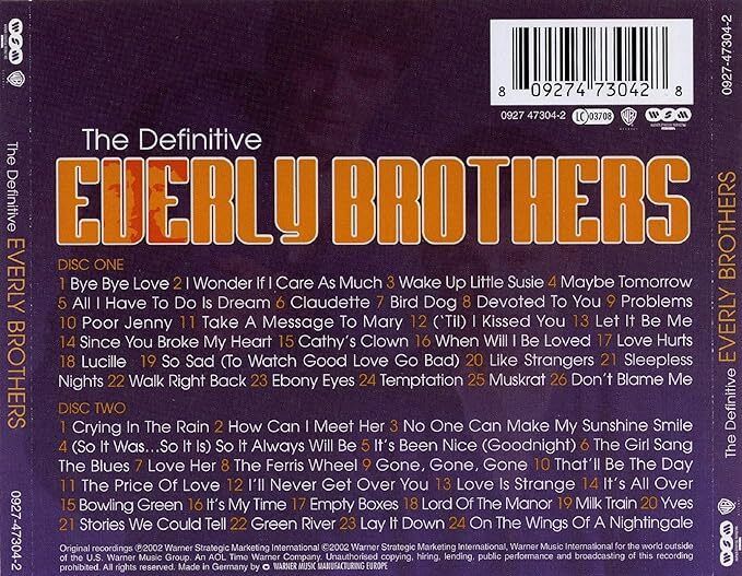 Free Postage! The Definitive Everly Brothers. 2 x CD.