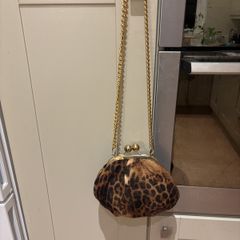 Sonia Fortuna Firenze Leopard Print Shoulder- Cross Body Bag with Gold Trim and Chain / Strap