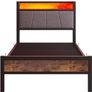 3ft Single Bed Frame with Storage Headboard,LED Lights Image 2