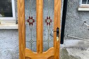 Solid Timber Front Door with Decorative Glass - Door 1