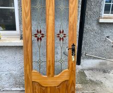 Solid Timber Front Door with Decorative Glass - Door 1