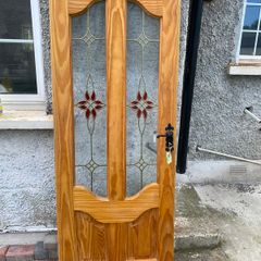 Solid Timber Front Door with Decorative Glass - Door 1