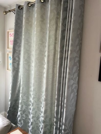 Set of two eyelet curtains and curtain poles