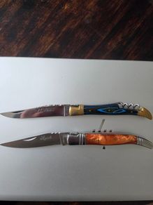 2x Original French Laguiole Pocket Knives - La Flore + Classic - As New