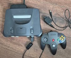 Nintendo 64 console with controller and cable