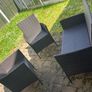 4 Black Rattan Garden Dining Chairs Good Condition Image 2