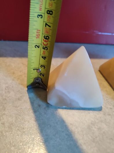 Lovely Set Of 2  Alabaster Pyramids As Paperweight Or Decorative Ornament.