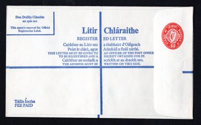 1980 Ireland 55p Registered envelope Size H (compensation on reserve IR7.20/IR50) Mint