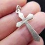 Vintage Sterling Silver 925  Cross Pendant Necklace 16" Image 3
