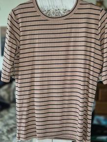 F&F Brown & Black Striped Ribbed Top , UK 18 , Mint Condition