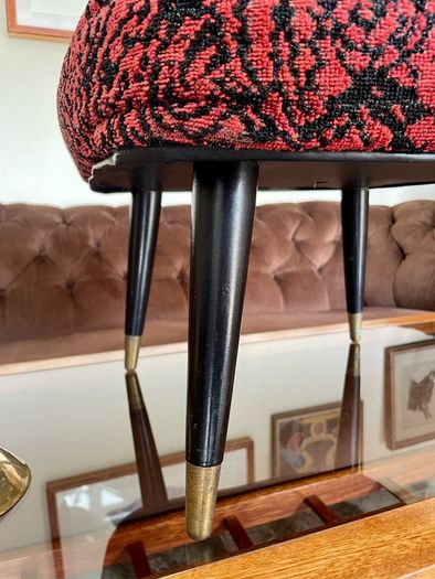 Vintage Rare Mid Century Sherborne Style Footstool with Atomic Legs 1960s