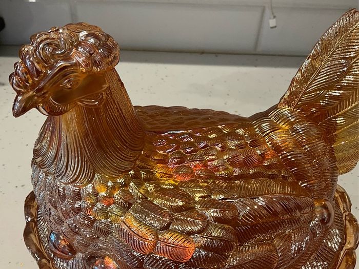 Carnival Glass Egg Holder