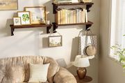 Set of 3, 43cm Wall Mounted Rustic Wood Floating Shelves for Small Spaces, Multi-Functional Storage &amp; Organiser for Bedroom, Nursery, Living Room,Office(Walnut)