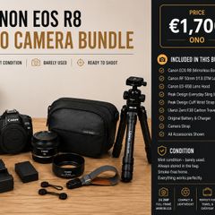Canon EOS R8 Premium Full Frame Bundle | RF 50mm | Ulanzi Carbon Tripod | Peak Design | Like New