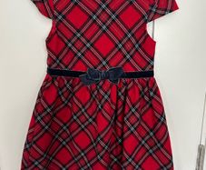 Elegant red plaid dress for a girl, 122cm, 6-7 years