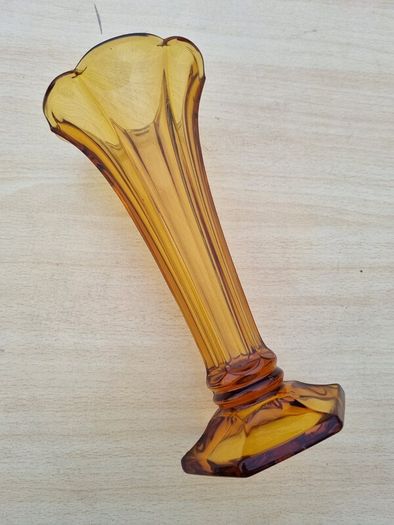 Art deco bohemia glass amber vase