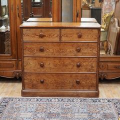 Superb Victorian Figured Pitch Pine Chest of Drawers