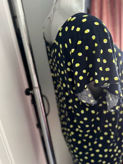 Navy top with lime dots size UK18 EU46 Postage included