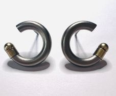 Earrings 14k gold titanium C hoop matte finish