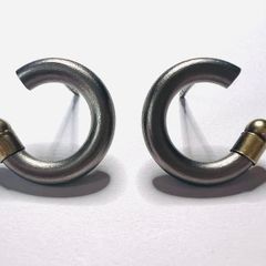 Earrings 14k gold titanium C hoop matte finish