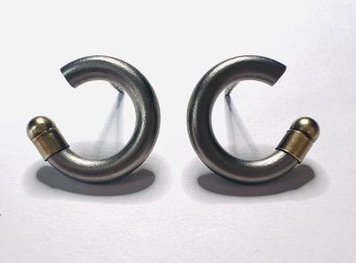 Earrings 14k gold titanium C hoop matte finish