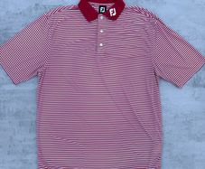 Red & White Striped Footjoy Golf Polo T-Shirt