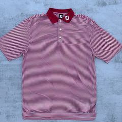 Red & White Striped Footjoy Golf Polo T-Shirt