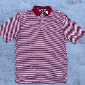 Red & White Striped Footjoy Golf Polo T-Shirt