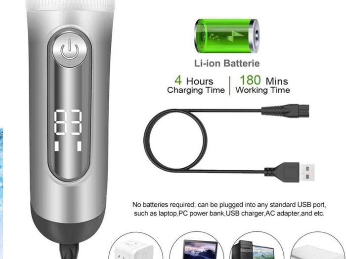 Hair Clippers, Professional Hair Trimmer Cordless Clippers Beard Shaver Electric Haircut Kit IPX7 Waterproof USB Rechargeable LED Display Beard Trimmer for Men and Family Use (FREE POSTAGE)