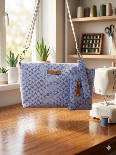 Handbag with matching purse and wristlet (handmade)