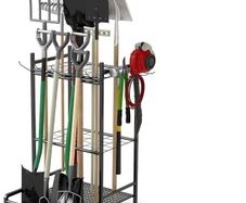 Garden Tool Tower Storage Rack 360 Rotating Garden Tool Holder Stand Storage Organizer Shelf with 6 Wheels Heavy Duty Rolling Tool Cart for Lawn Garage Shed Workshop Patios