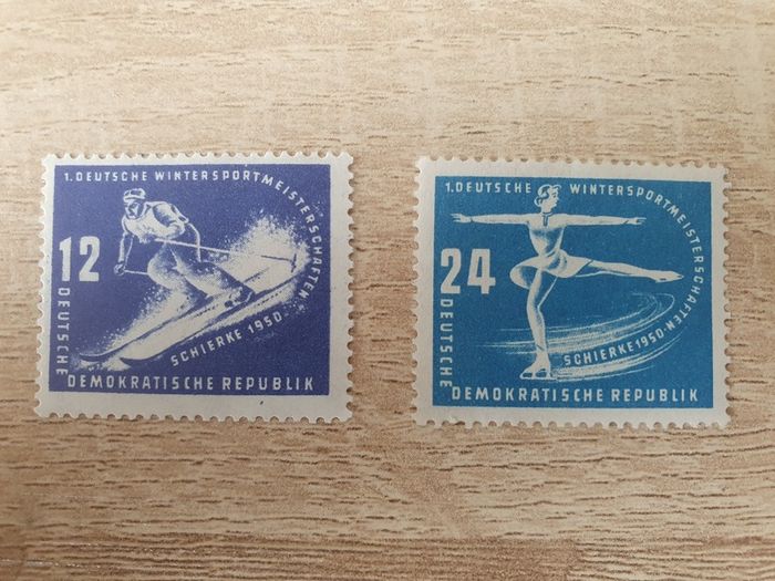 East Germany 1950 "1st Winter Sports Championship" Complete Set unused - free standard postage