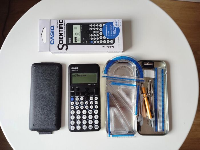 Casio scientific calculator, maths set, copybooks, pencils, eraser & formulae/tables book