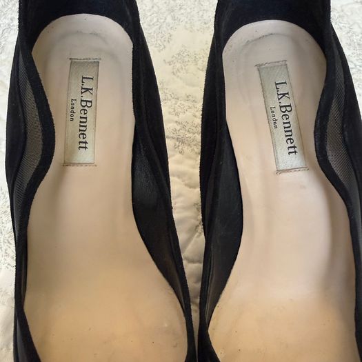 L.K. Bennett Suede Mesh Accents Black Pumps