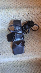 Primark black high heel sandles ..size 4