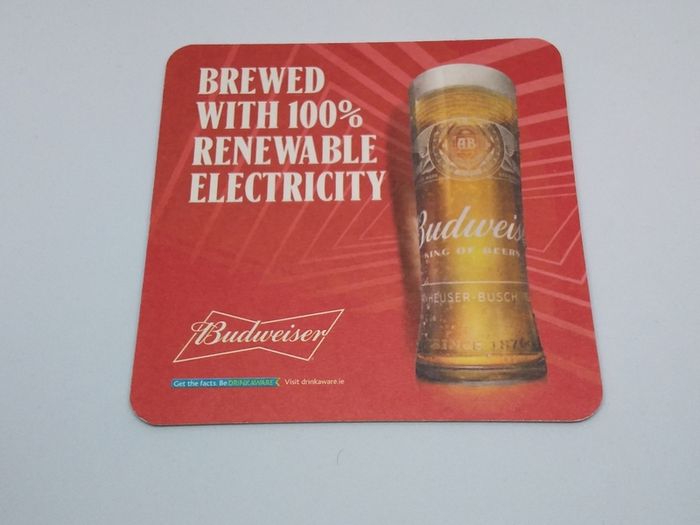Budweiser : Bringing Solar Power To 100 Irish Pubs - Beer Mat/Coaster